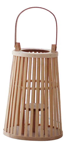 Linterna De Vela De Bambú, Candelabro De Madera 22cmx46cm