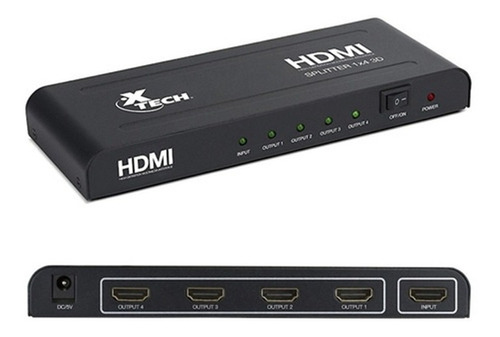 Splitter Xtech Hdmi Xha-410 Con 4 Salidas Y 1 Entrada 1080p 