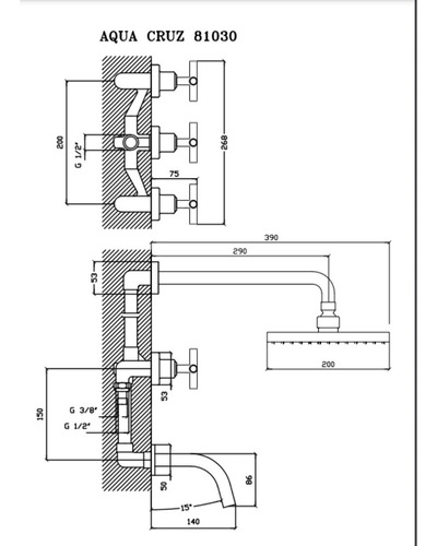 Imagen 4 de 7 de Griferia Ducha C/tr Aqualaf Aqua Lever Con Duchon 82030 Cta