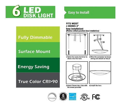 Paquete De 6 Luces Led De 19 Cm, Regulable, 15 W (equiv...
