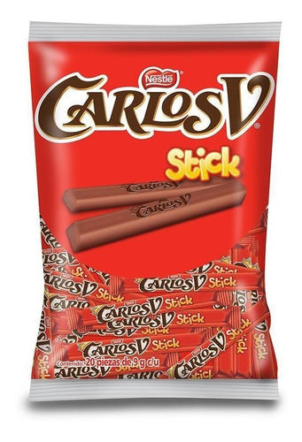 Caja Chocolates Nestlé Carlos V Stick De 8gr En 20 Bolsas