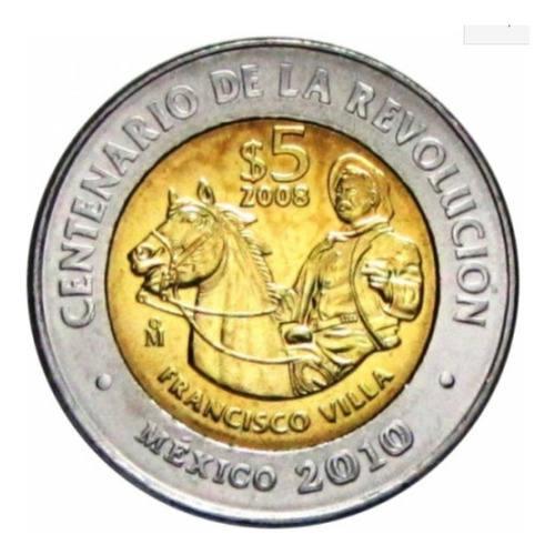 1 Moneda De 5 Pesos Conmemorativa De Francisco Villa 