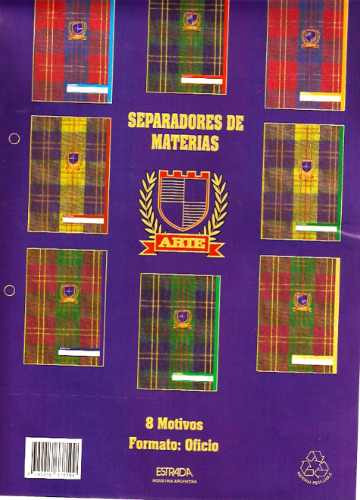 Separadores De Materias Tamaño Oficio - Marca Arte