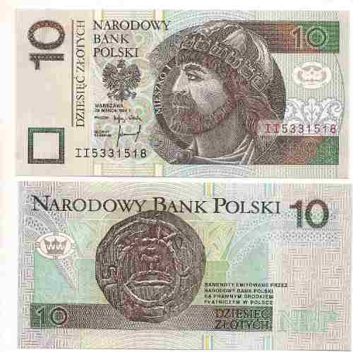 Billete Polonia 10 Zlotych Año 1994 Sin Circular