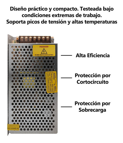 Imagen 2 de 5 de Fuente Switching Metálica 24v 5a Cctv Tira Led Router Ada