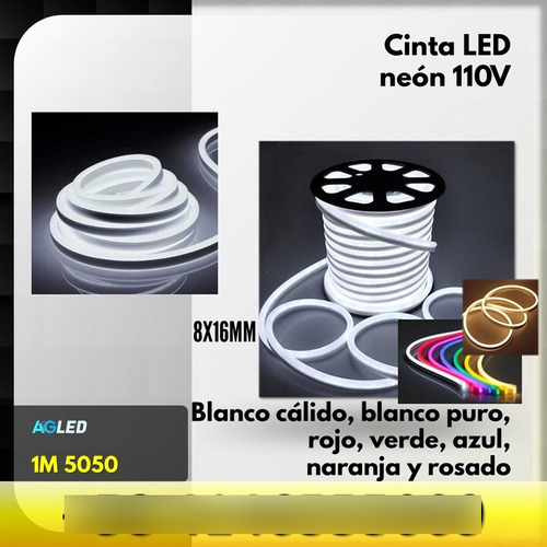 Cinta Led Neon Blanco Puro 1m 110v 6000k Ip65 Zu