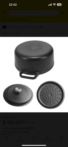 Cacerola Horno Holandés Victoria Fundición Curada 28cm Negro (Usado)