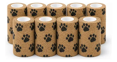 Kit 10 Bandagem Coesiva Atadura Curativo Pet 10cm Grande Marrom Patinhas