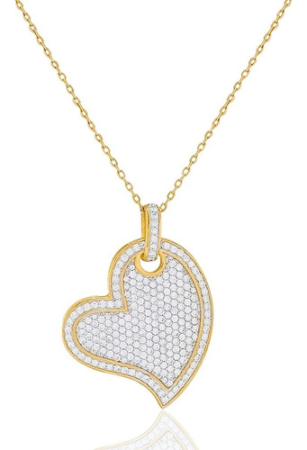 Collar Gargantilla Corazón Blanco Brilante Oro 18k Laminado