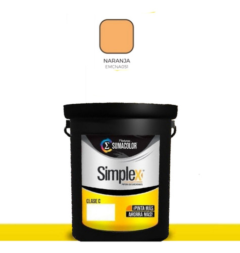 Cuñete Naranja Pintura Simplex Sumacolor Clase C