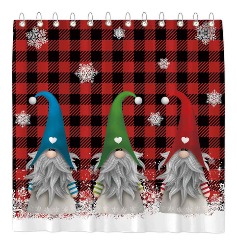 Funnytree Christmas Gnomes Juego De Cortinas De Ducha Con Ga
