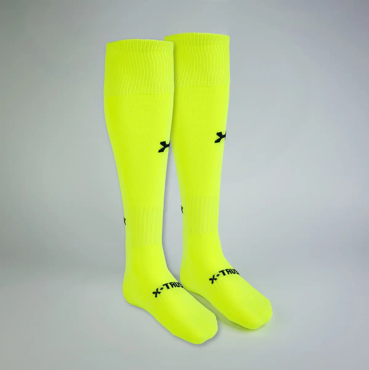 Meias femininas de futebol/hóquei X-trust, cor amarelo fluorídrico, tamanho 35-40