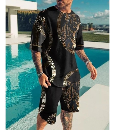 Conjunto De Pantalones De Playa Con Playera Estampada