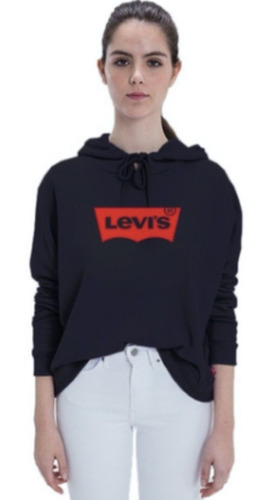 Buzo Levis Mujer Hoodie Batwing Logo Negro