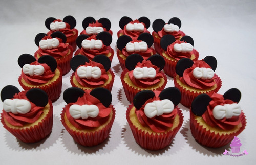 12 Cupcakes Minnie Rojo Moño - Mesa Dulce Disney Tematica