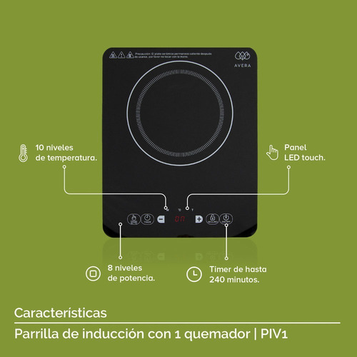 Imagen 4 de 9 de Encimera Cocina Electrica Avera Vidrio Templado Portatil