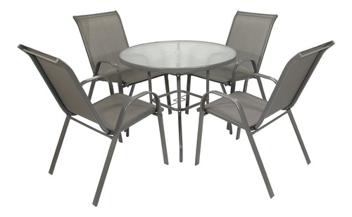 Juego De Jardín Sillas Sillones Mesa 5 Piezas Gris Ct