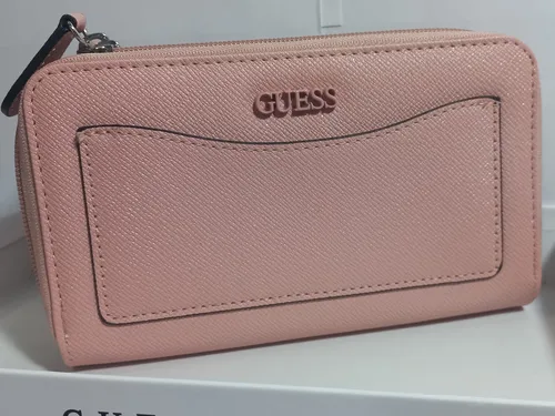 Cartera Guess Color Rosa De Palo Con Brillo Nuevo Env o gratis