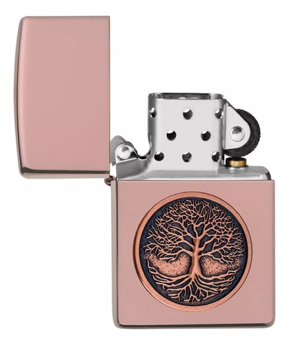 Encendedor Zippo Arbol De La Vida En Rosa Metalico 49638