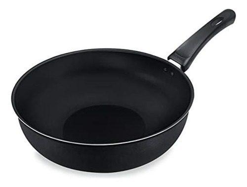 Frigideira Wok 24cm Alumínio Com Espatula Fortaleza - Preto