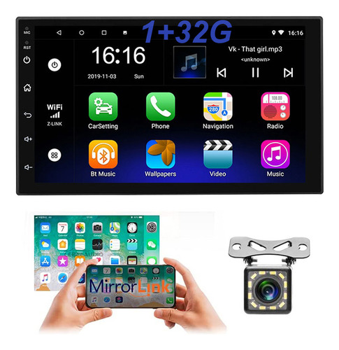 Lebeeaudio 7 Pulgadas Coche Estereo Android Gps Doble Din Con Camara Mirrorlink 32g ROM