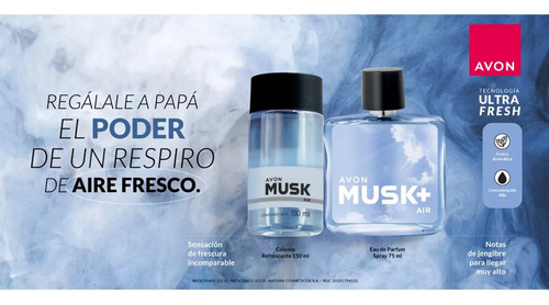 Set Musk+ Air Fragancia Y Desodorante Roll-on Para Él Avon