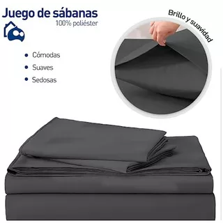 Juego De Sabanas King Size 100% Poliéster Microfibra 4 Pzas Color Negro