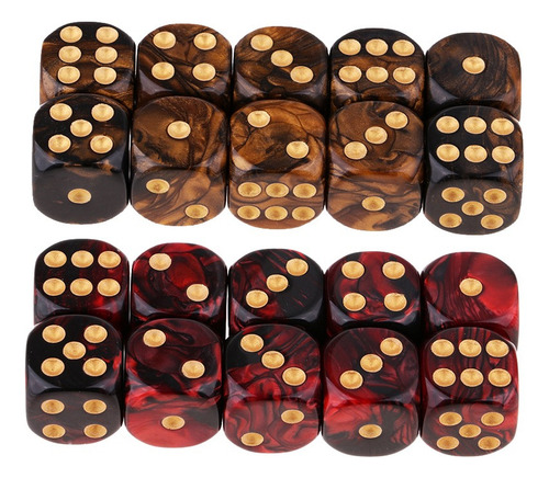 20 Piezas De Seis Lados Cuadrado Opaco D6 16mm Dados