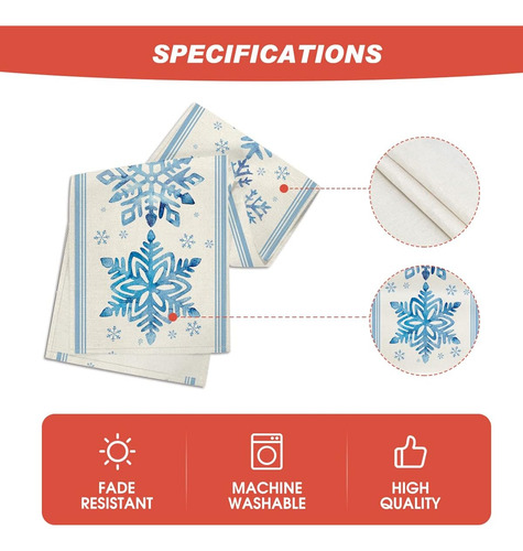 Camino De Mesa Con Diseño De Copos De Nieve 13 X 108 Inch Blue Navidad