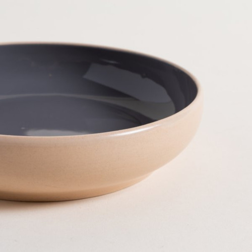 Juego De Vajilla Plato Hondo Cerámica 6 Piezas Gris / Negro
