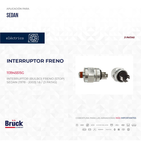 Bulbo Sensor Freno Vw Transporter 1974 1.6 8v 113945515g