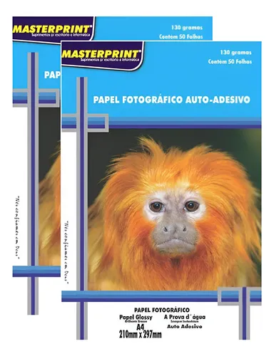 Papel Fotográfico Adesivo 130g A4 Glossy Masterprint 100 Fls Cor ...