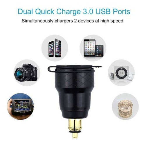 Imagen 4 de 8 de Cargador Bmw Din Usb Doble Con Voltimetro Carga Rapida