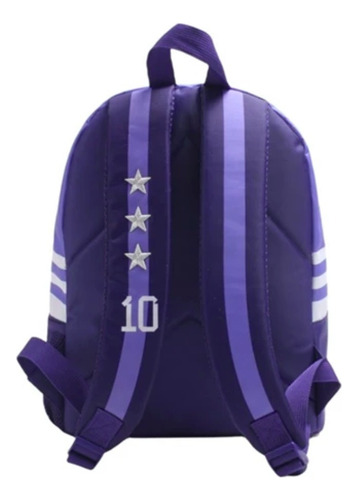 Mochila Argentina Campeon 3 Estrellas 14¨ Wabro Color Violeta Diseño De La Tela Liso Violeta Lisa