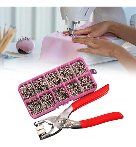 Broches De Metal Botones Accesorios Juego B 100 Con Apilador