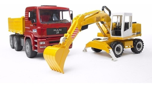 Camion Tga Con Excavadora Liebherr E1:16 Aleman Bruder 2751