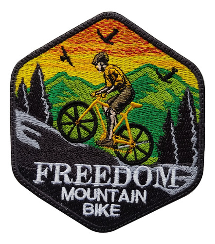 Parche Bordado Mtb Freedom Mountain Bike Ciclista Bicicleta