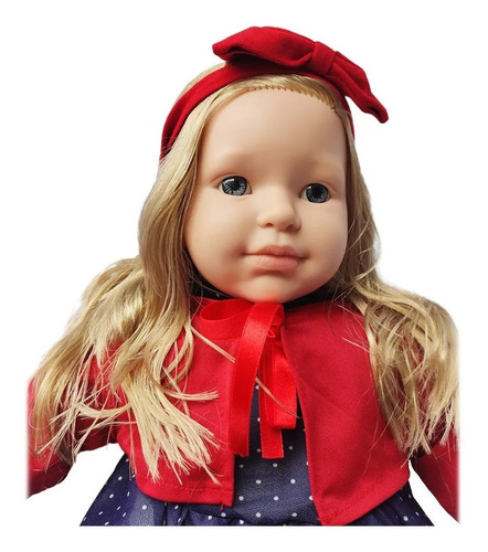Imagem 3 de 3 de Boneca Bebe Tipo Reborn Grande 53cm Loira Cabelo Longo