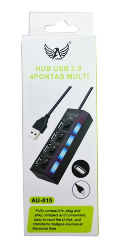 Imagem 3 de 3 de Porta Usb Hub 4 Portas Extensão Mouse Teclado Pc Notebook