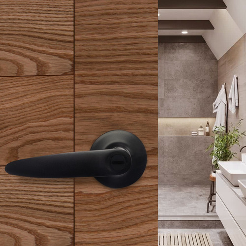 Cerradura Manija Negra Para Puerta De Baño