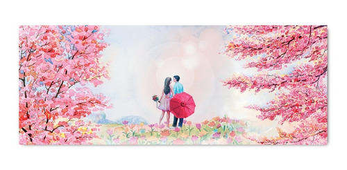 Canvas Decorativo Romantico Paisaje Y Pareja Cherry Blossom 