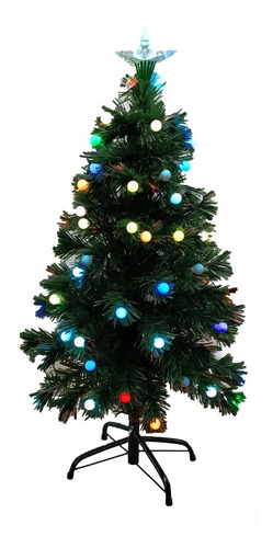 Arbol Navidad Fibra Optica Luz Led Multidestellos 1,20 Mts Color Verde