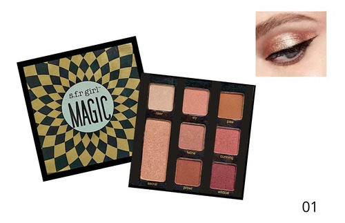 Paleta 8 Colores Sombra De Ojos Con Espejo Dorados Cobrizos