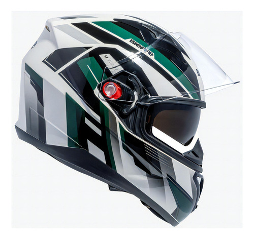 Capacete Moto Bieffe B-40 Vtour Com Óculos Interno Fumê Cor Branco Perolado com Verde Tamanho do capacete 56