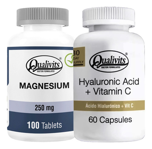 Magnesio 250 Mg + Ácido Hialurónico Vitamina C - Qualivits Sabor Natural