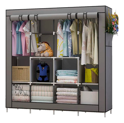 Placard Mueble Organizador Armable Gadnic Ropa Zapatos Color Gris