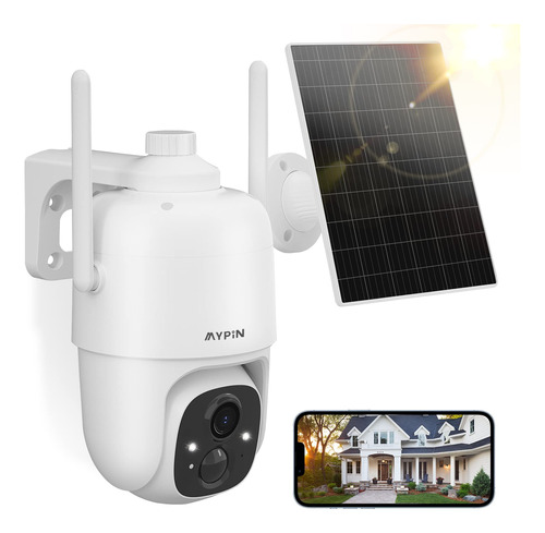 Cmara De Seguridad Solar Wifi Para Exteriores, 2 Mp Pan Tilt