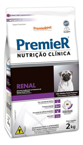 Ração Nutrição Clínica Renal Cães Adulto Pequeno 2kg Premier