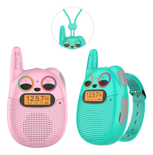 Qniglo Walkie Talkies Para Nios Recargables, Paquete De 2 Wa