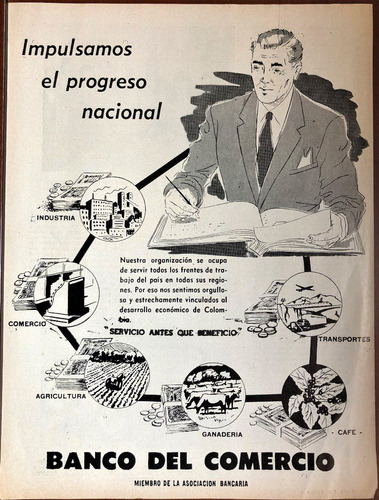 Banco Del Comercio Antiguo Aviso Publicitario De 1956